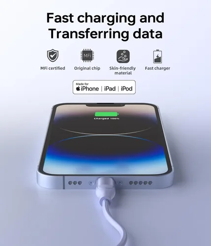 Vista 6 de Cable USB C a Lightning de Apple, paquete de 3 cargadores de iPhone de 6 pies con certificación MFi de carga rápida tipo C a Lightning, cable