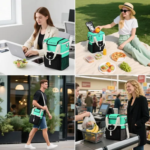 Vista 8 de Maelstrom Insulated Lunch Bag, Leakproof Lunch Box with Quick Access Lid Dual-layer Compartments, Multiple Pockets, Water-resistant, Shoulder