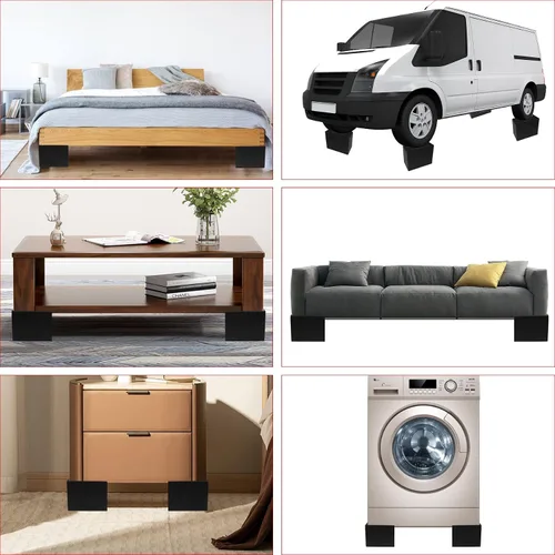Vista 6 de DEDU Elevadores de cama de 5 pulgadas, resistentes, paquete de 4, elevadores de muebles en forma de L de gran tamaño, elevadores de sofá soportan