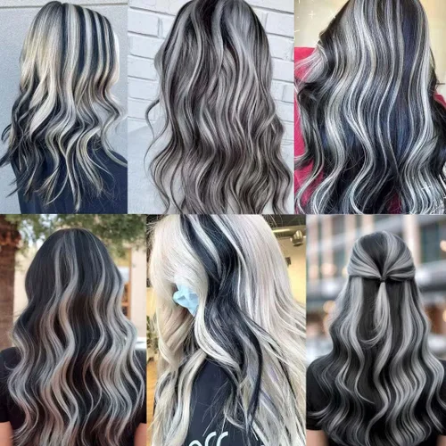 Vista 4 de Extensiones de cabello negro con clip, 10 piezas de 22 pulgadas de largo, rectas de colores lisos, accesorios sintéticos, extensiones con clip