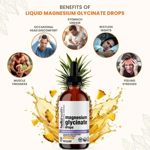 Vista 4 de Suplemento líquido de glicinato de magnesio para mujeres, hombres y niños, bisglicinato de magnesio para una calma natural, recuperación muscular