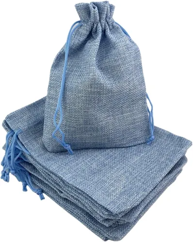 Vista 13 de Palmhomee Paquete de 20 bolsas de regalo de arpillera con cordón, bolsas de joyería de lino, bolsas de yute de boda para joyas y bolsas