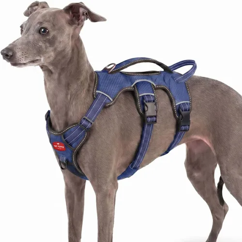 Vista 28 de Tuff Pupper Arnés para perro sin escape a prueba de escape, arnés ajustable de 5 puntos para perros, arneses acolchados para perros, arneses