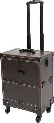 Vista 10 de Maleta de viaje con ruedas para maquillaje, organizador de almacenamiento de maquillaje, organizador de almacenamiento de manicura, organizador