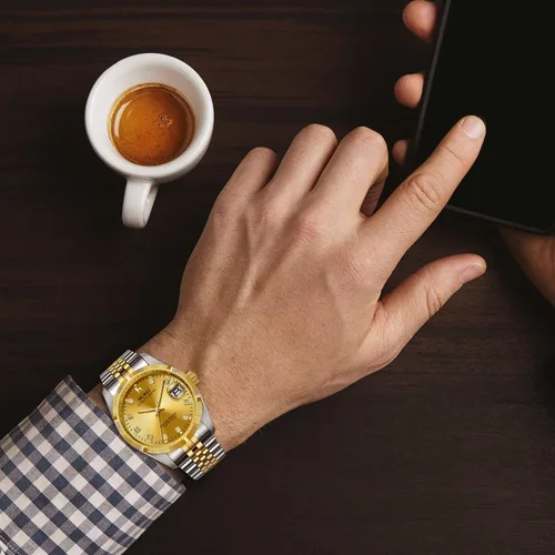Vista 4 de BUREI Reloj automático para hombre, con fecha, pulsera de acero inoxidable, pulsera ajustable para hombre