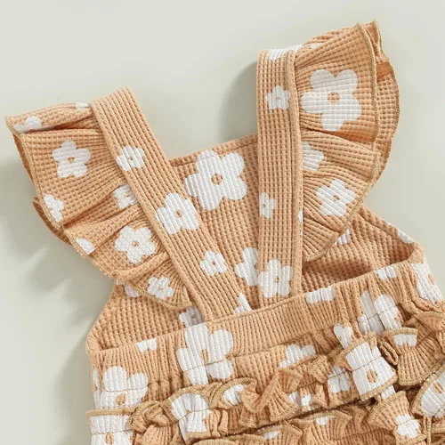 Vista 4 de Engofs Boho Rainbow Baby Girl Ropa recién nacida con volantes sin mangas con diadema