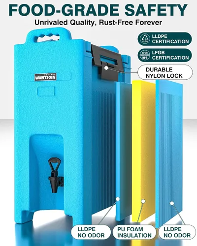 Vista 3 de WantJoin Dispensador aislado de bebidas de 5 galones, recipiente para bebidas frías y calientes con asas, contenedor térmico comercial