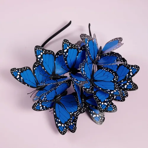 Vista 4 de Zivyes - Fascinador de mariposa para mujer - Diadema de fiesta del té, estilo Alicia en el país de las maravillas, sombrero para Kentucky Derby