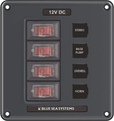 Vista 4 de Blue Sea Systems 4322 Panel de interruptores de disyuntor resistente al agua, gris, 6 posiciones