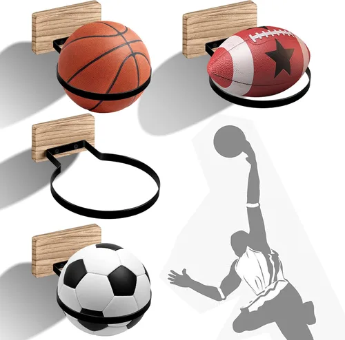 Vista 15 de Soporte de pared para baloncesto, múltiples bolas de almacenamiento, decoración de pared para baloncesto, fútbol, voleibol, colección de voleibol