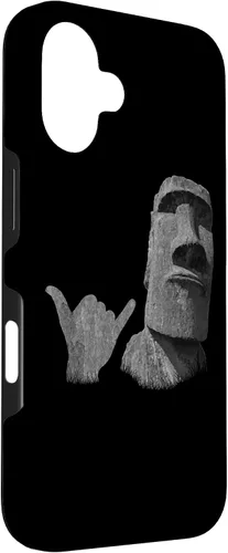 Vista 3 de Funny Easter Island Rapa NUI Moai Statue Surfer Shaka Sign Case for iPhone 16