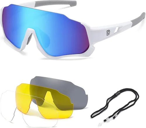 Vista 8 de DUCO DK280 - Lentes de sol polarizados para niños, jóvenes, béisbol, deportes, adolescentes, ciclismo, niños y niñas, con 3 lentes