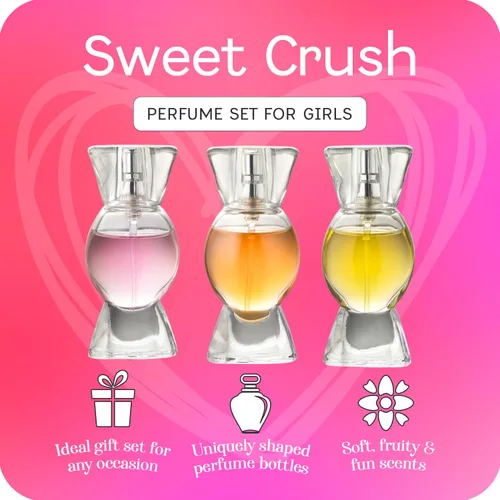 Vista 2 de SCENTED THINGS Set de Perfume para Niñas de Caramelo – Spray Corporal Frutal Perfumes para Niñas de Edad Intermedia y Adolescentes, 3 Botellas