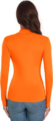 Vista 5 de Camisetas de manga larga con cuello alto falso para mujer, ajustadas, básicas, para mujer