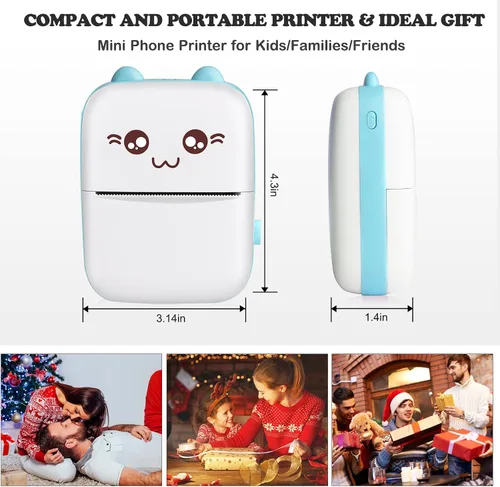 Vista 5 de Impresora de calcomanías, impresora térmica Bluetooth sin tinta con 10 rollos de papel, fabricante de calcomanías, cápsula de impresión, impresoras