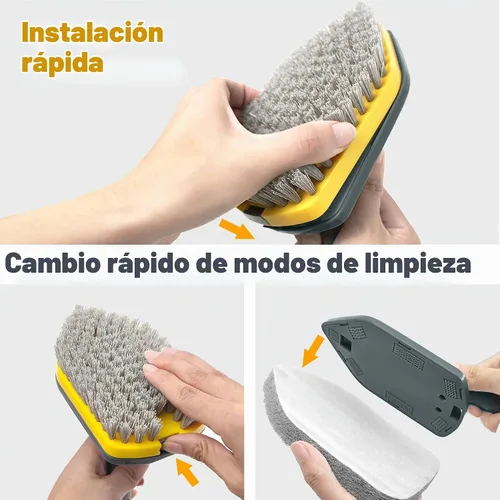 Vista 4 de Cepillo de ducha con mango largo para limpieza, cepillo de ducha extensible 3 en 1 de 56 pulgadas, accesorio intercambiable para limpiar la pared