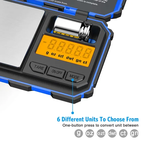 Vista 2 de Mini báscula digital (actualizada), báscula de bolsillo de 7.05 oz/0.00 oz, peso de calibración de 1.76 oz, báscula inteligente electrónica, 6