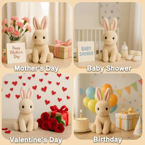 Vista 8 de WEIGEDU Animal de Peluche Relleno Conejito de 17.3 Pulgadas para Niños, Niñas y Bebés - Regalo Perfecto para Cumpleaños, Pascua y Navidad