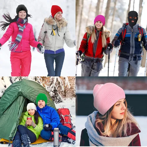 Vista 5 de 2 piezas de 3 agujeros de cara completa máscara de esquí máscara de invierno pasamontañas gorra cubierta de la cara cubierta de la cara cubierta