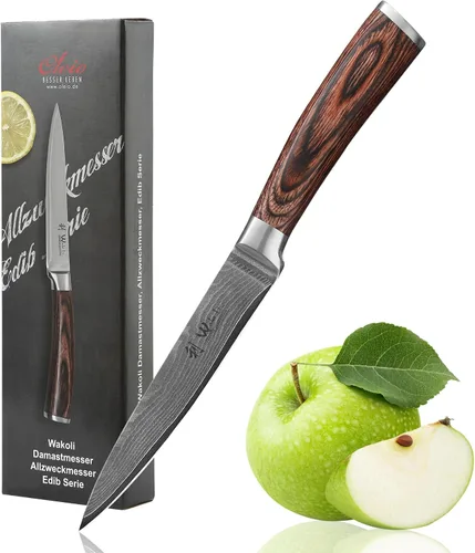 Vista 19 de Wakoli EDIB - Cuchillo deshuesador de damasco, hoja de precisión de 5.7 pulgadas, cuchillo de cocina profesional con núcleo VG10, mango ergonómico