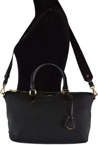 Vista 8 de Prada Bolso cruzado de lona negra jacquard con logotipo para mujer 1BA104, Negro