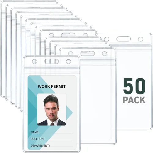 Vista 11 de Pawfly Paquete de 6 portatarjetas de identificación, estuche horizontal de plástico transparente con cremallera resellable, suave e impermeable