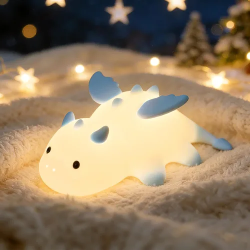 Vista 10 de Regalos de Axolotl Luz Nocturna para Niños, Bonita Lámpara de Axolotl de Silicona para Bebé y Niño Pequeño, Luz Nocturna de Animales para Niños