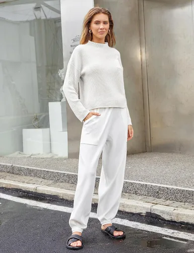 Vista 2 de Conjunto de dos piezas para mujer, suéter de manga larga, suéter de punto, pantalón suelto, conjunto de ropa de descanso