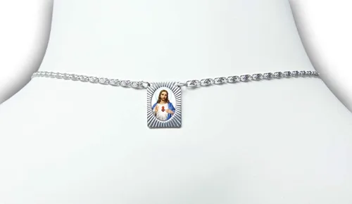 Vista 2 de Scapulars Catholic I Sagred Heart of Jesus & Our Lady of Mount Carmelo, Medallas I Collar escapulario de acero inoxidable para mujeres y hombres 14