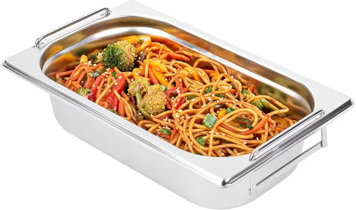 Vista 23 de Restaurantware Met Lux - Bandeja de mesa de vapor de 7 x 6.4 x 2.5 pulgadas, 1 sexto sartén de hotel, bandeja de acero inoxidable plateado profundo