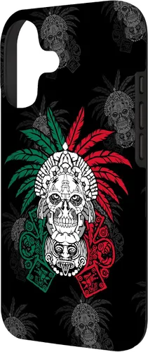 Vista 2 de Aztec Warrior Skull - Funda para iPhone 17, diseño de antepasados mexicanos