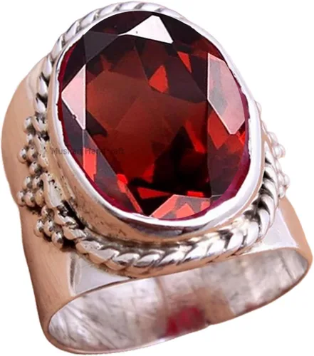 Vista 17 de Anillo de plata de ley 925 con piedras preciosas ovaladas auténticas, hecho a mano, hermoso regalo de Navidad para ella