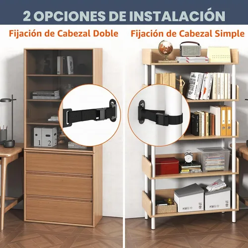 Vista 3 de Anclajes antipunta para muebles (2 juegos), anclaje de pared resistente para muebles, anclajes de pared a prueba de terremotos para seguridad