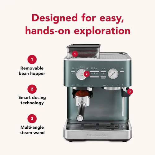 Vista 3 de KitchenAid Máquina de café expreso semiautomática con molinillo de rebabas, 2.5L, KES6551JP, enebro Juniper