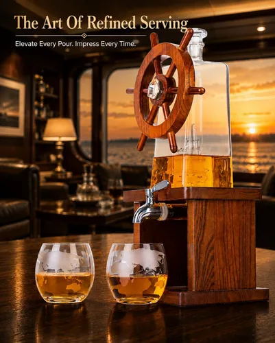 Vista 4 de Jillmo Juegos de decantadores de whisky para hombres, decantador de licor de 42.3 fl oz, regalos para hombres