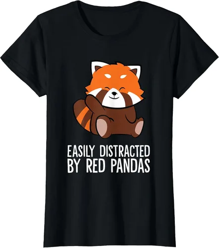 Vista 53 de Red Panda Love Easily Distracted By Red Pandas T-Shirt Asphalt Grey
