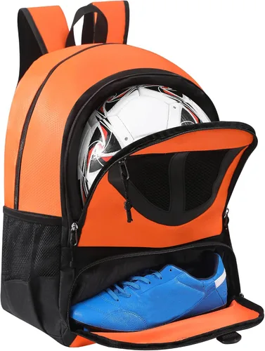Vista 11 de Mochila de baloncesto para hombres y mujeres con compartimento para pelota y zapatos, capacidad de 30L, ligera y transpirable, mochila de fútbol
