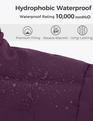 Vista 5 de Wantdo Abrigo de invierno cálido con capucha para mujer, chaqueta acolchada gruesa con capucha extraíble