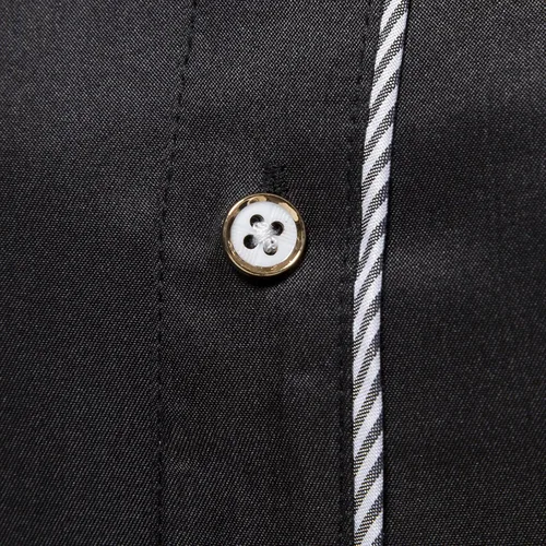 Vista 4 de Camisas de vestir para hombre, ajustadas, de manga larga, con botones, de ajuste regular, con cuello, camisetas de fiesta de trabajo