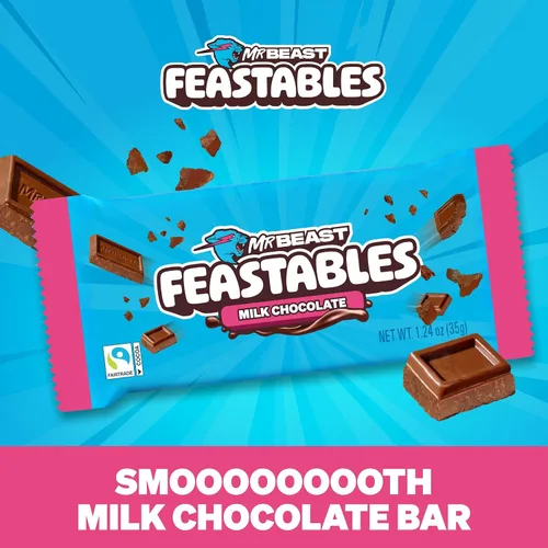 Vista 4 de MrBeast Feastables - Barra de chocolate con leche, tamaño completo, 24