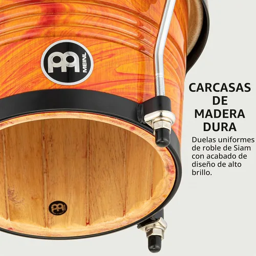 Vista 2 de Meinl Percussion FWB190AF Free Ride Series Bongos de madera, acabado de llama ámbar