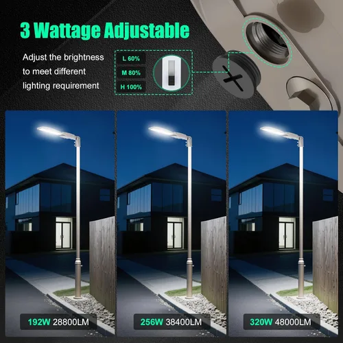 Vista 4 de Soporte de ajuste deslizante de luz de estacionamiento comercial de 320 W Listado UL 48000LM