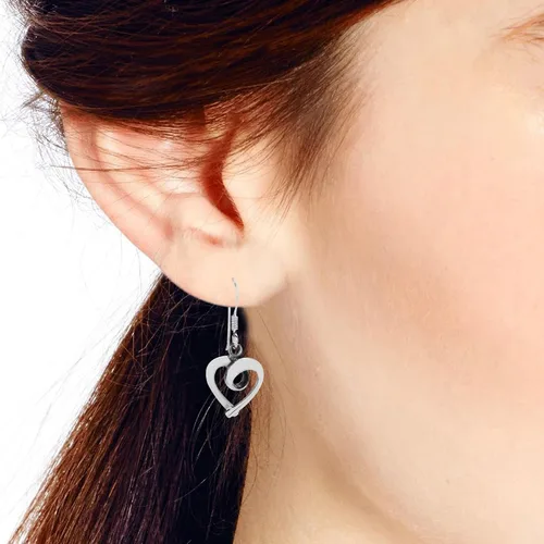 Vista 5 de Trendy Loving corazón cinta de plata de ley 925. Dangle Earrings