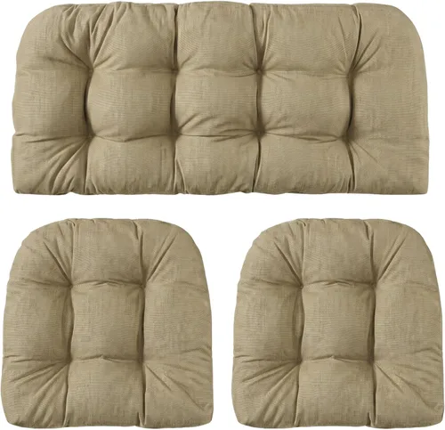 Vista 44 de RSH DECOR: Sunbrella - Juego de 3 cojines de mimbre copetudos 41 x 19 pulgadas y 19 x 19 pulgadas Fabricado con tela de rendimiento Sunbrella