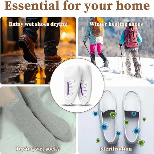 Vista 4 de Secador de botas de zapatos, secadora de calzado portátil con control automático de temperatura para estaciones lluviosas viajes de invierno