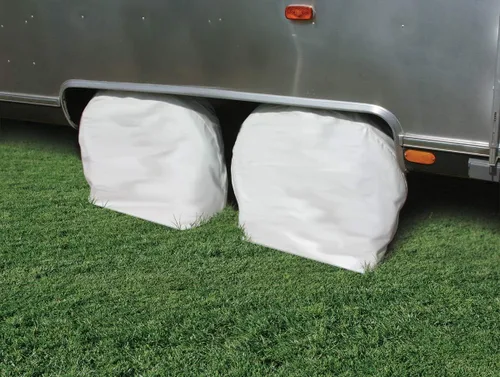 Vista 4 de Camco 45321 - Protector de vinilo para ruedas y neumáticos, paquete de 2 (24 a 26 pulgadas, blanco)