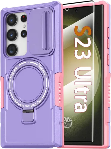 Vista 89 de Funda magnética para Samsung Galaxy Note 20 Ultra con soporte de anillo [con protector de pantalla] [Compatible con carga inalámbrica MagSafe] Funda