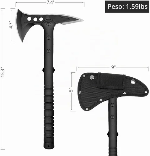 Vista 2 de Hitdudu - Hacha de camping, hacha de lanzamiento de supervivencia con funda, tomahawk táctico con punta, mango de fibra de nylon para supervivencia