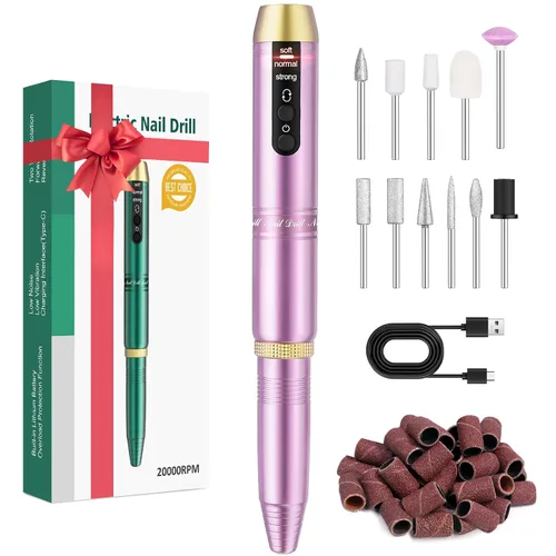 Vista 8 de Taladro de uñas eléctrico de 20000 rpm, compacto, portátil, Efile, profesional, manicura y pedicura, kit de taladro de lima de uñas para acrílico