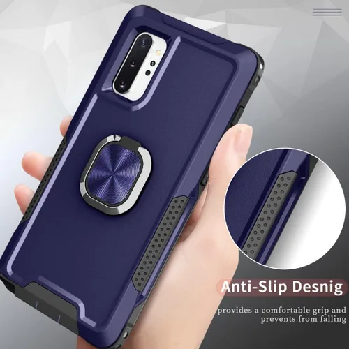 Vista 5 de Asuwish Funda para Samsung Galaxy Note 10 Plus Note10+ 5G con soporte de anillo magnético, resistente de cuerpo completo, de silicona, híbrida, a